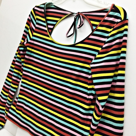 C. RONSON Candy Stripe Long Sleeve Top Med - Picture 1 of 5